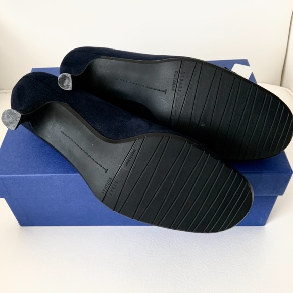 Stuart Weitzman Navy Blue Suede Leather Heel Pumps - Picture 9 of 12